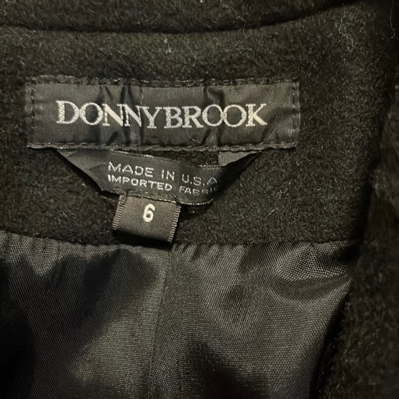 Donnybrook Vintage Black Wool-blend Double Breasted Coat Sz 6 - Picture 4 of 6